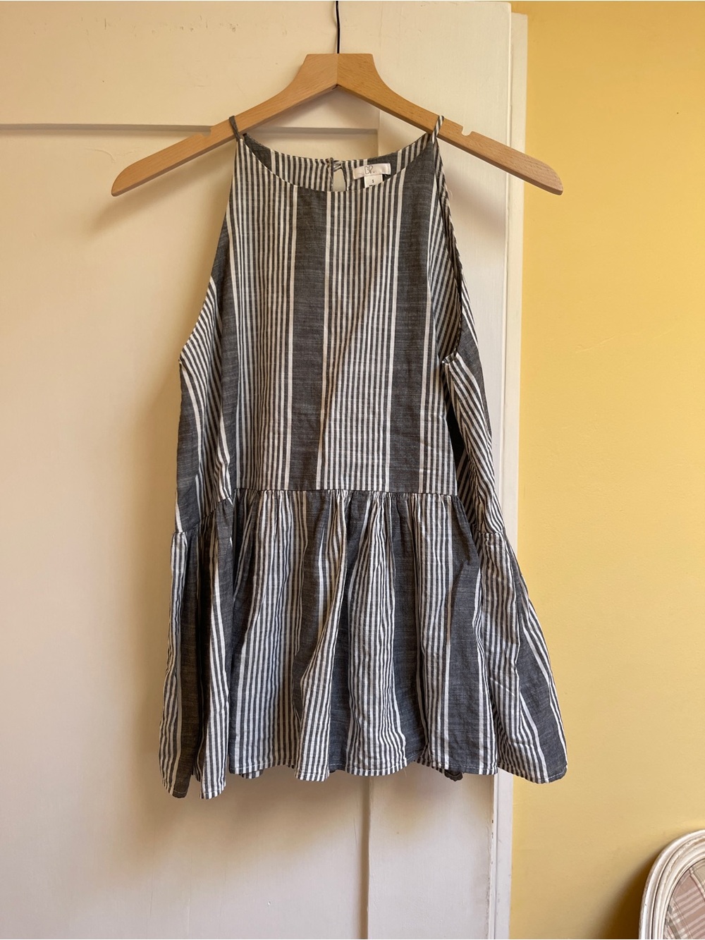 Classic Gray and White Striped Sleeveless Top